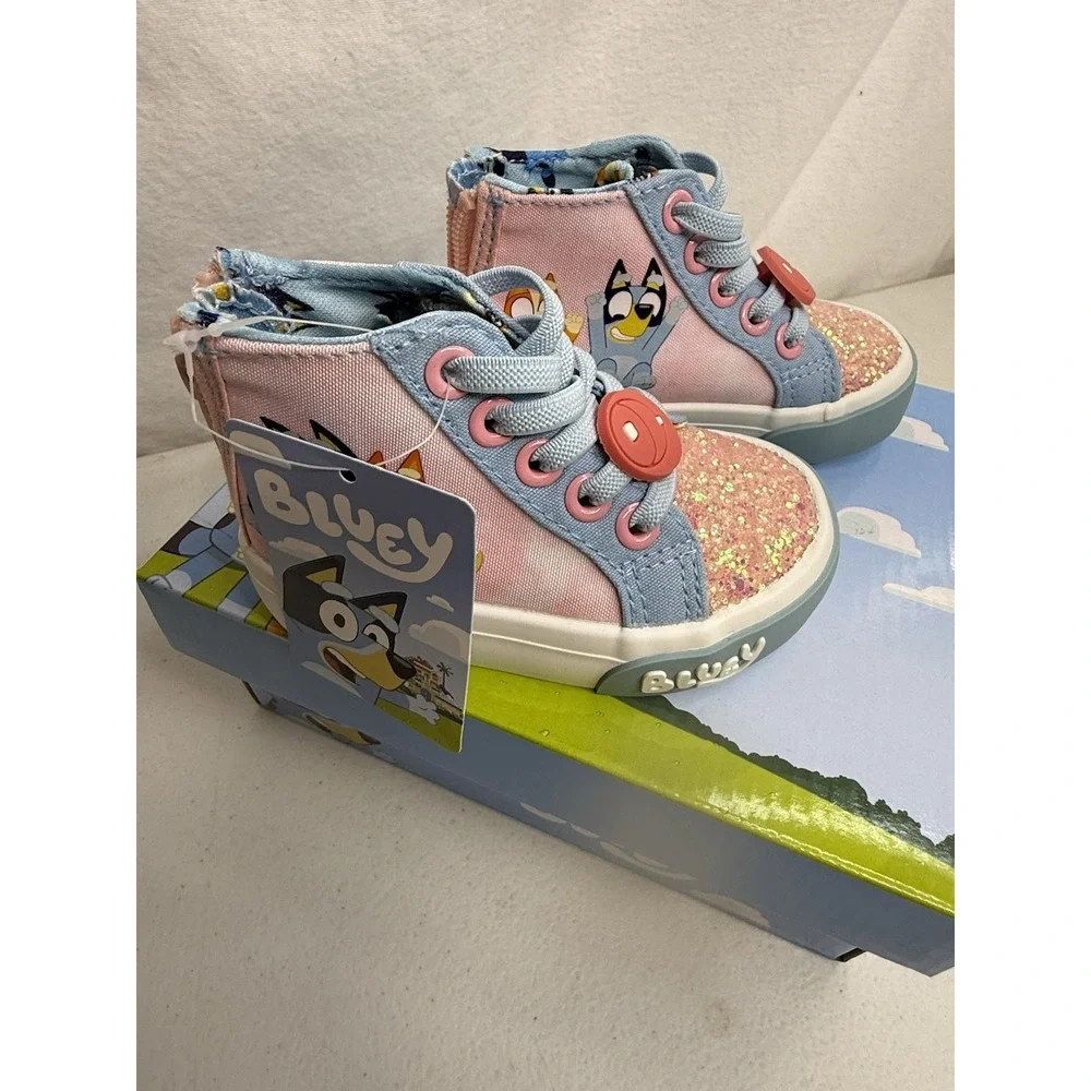 New Bluey Toddler Size 5 Girls' High Top Shoes Glitter Super Cute